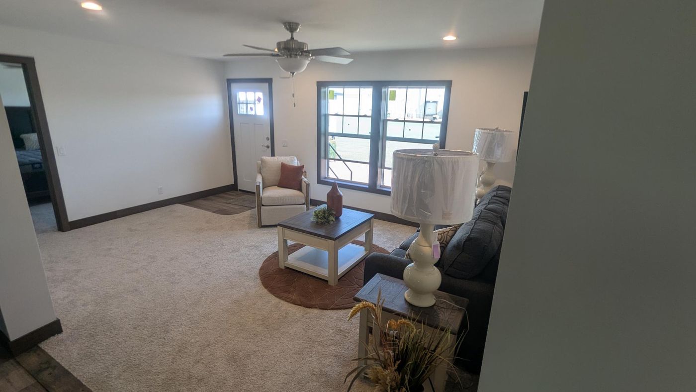 The LEGEND 78 MOD Living Room. This Modular Home features 3 bedrooms and 2 baths.