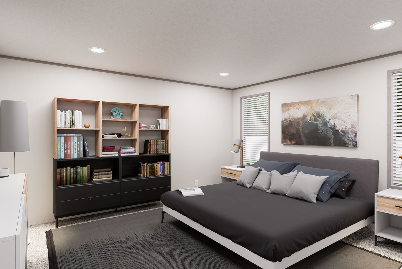 The DIAMOND Primary Bedroom. This Manufactured Mobile Home features 3 bedrooms and 2 baths.