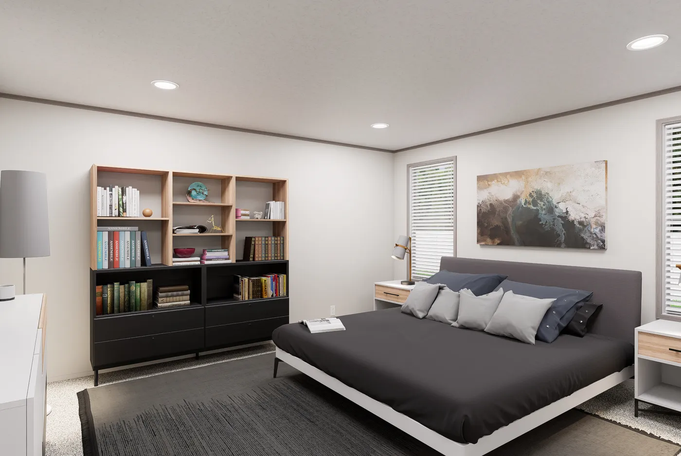 The DIAMOND Primary Bedroom. This Manufactured Mobile Home features 3 bedrooms and 2 baths.