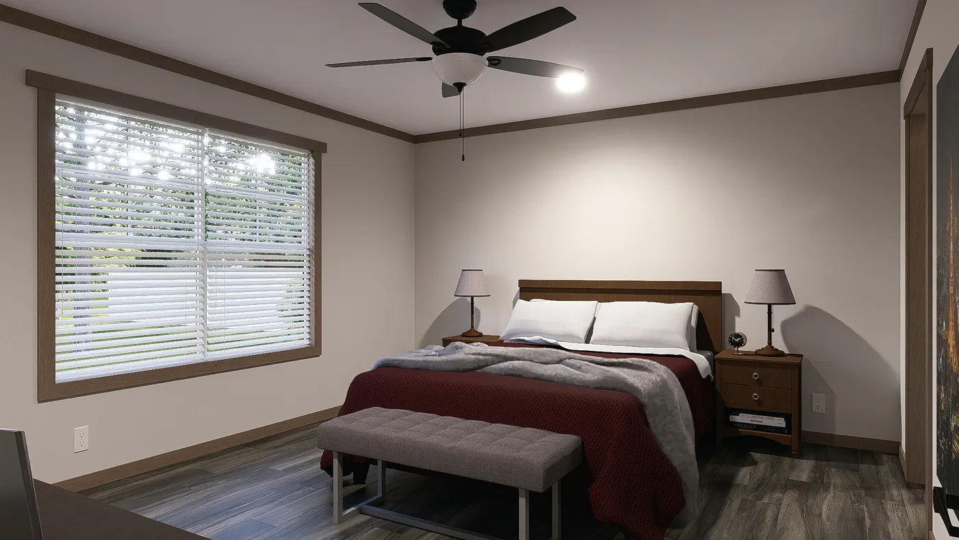 The TINSLEY Primary Bedroom. This Manufactured Mobile Home features 4 bedrooms and 2 baths.