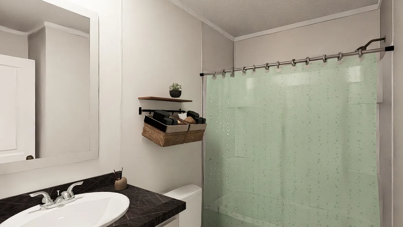 The AMETHYST Primary Bathroom. This Manufactured Mobile Home features 3 bedrooms and 2 baths.