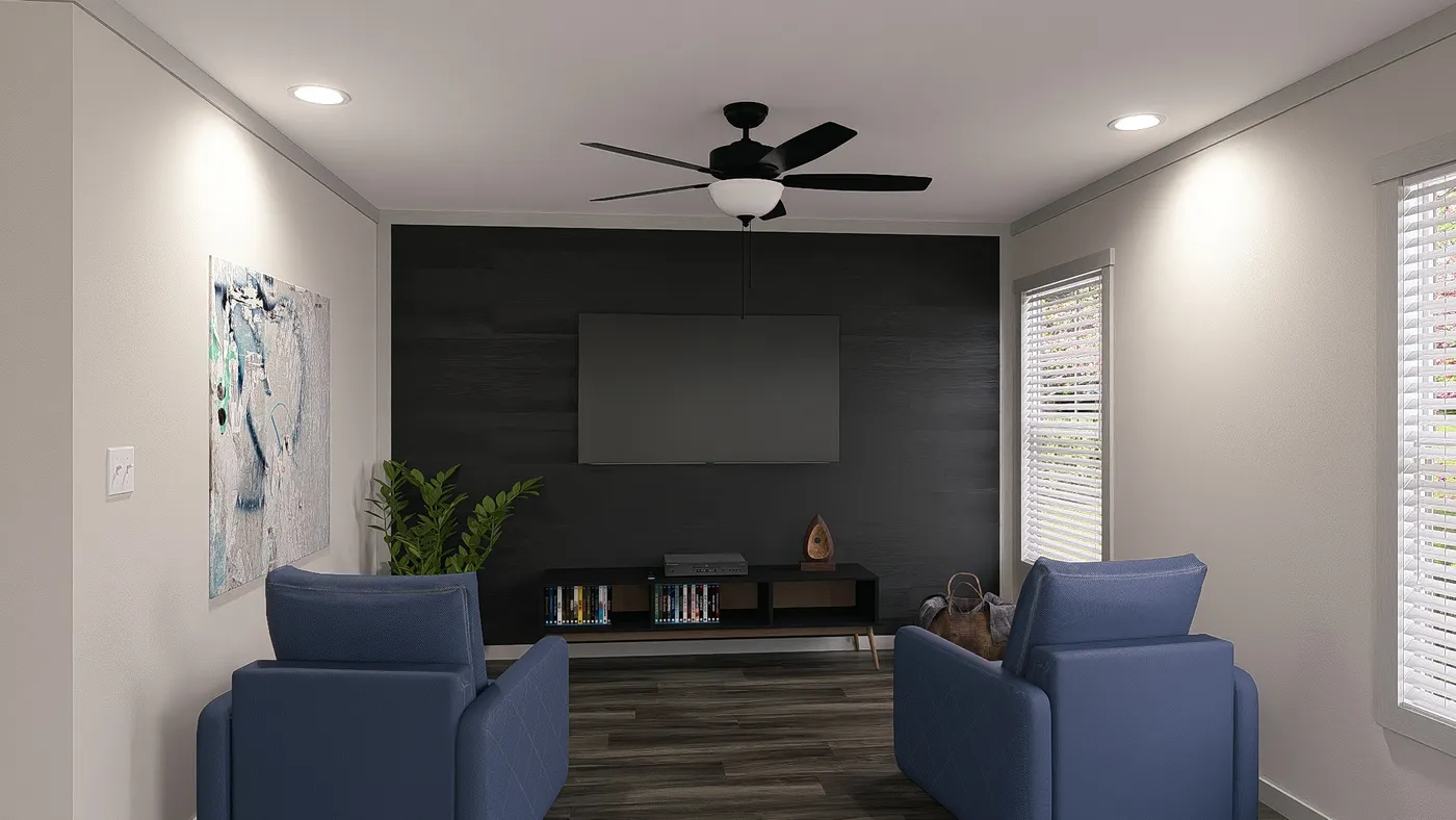 The FARM 3 FLEX DEN Living Room. This Manufactured Mobile Home features 3 bedrooms and 2 baths.