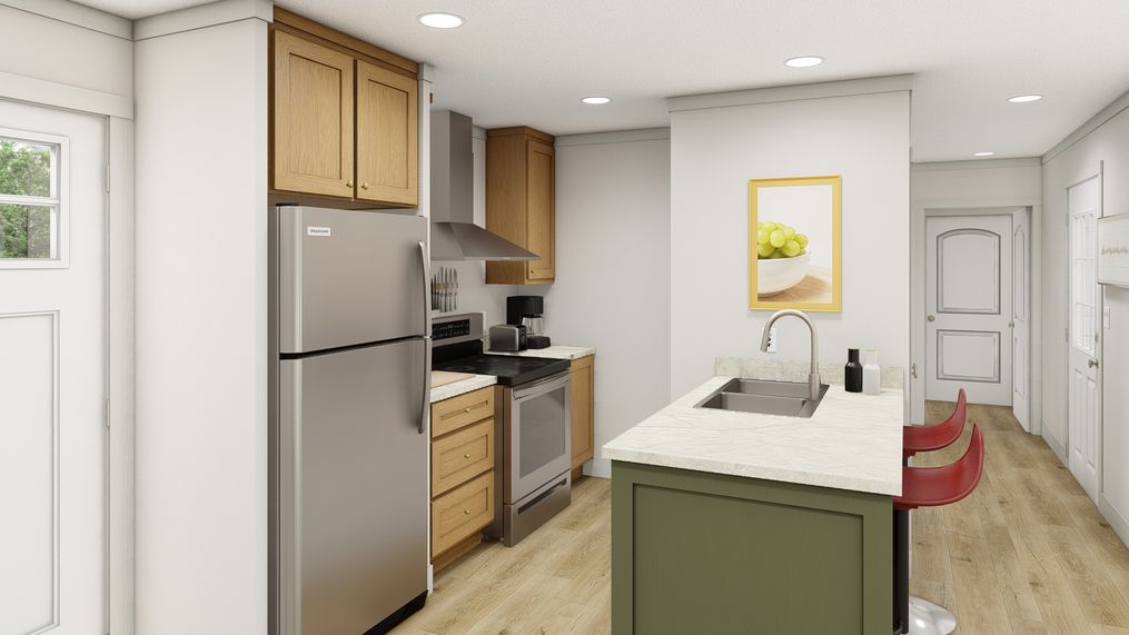 The 1007 "IMAGINE" 4014 Kitchen. This Manufactured Mobile Home features 1 bedroom and 1 bath.