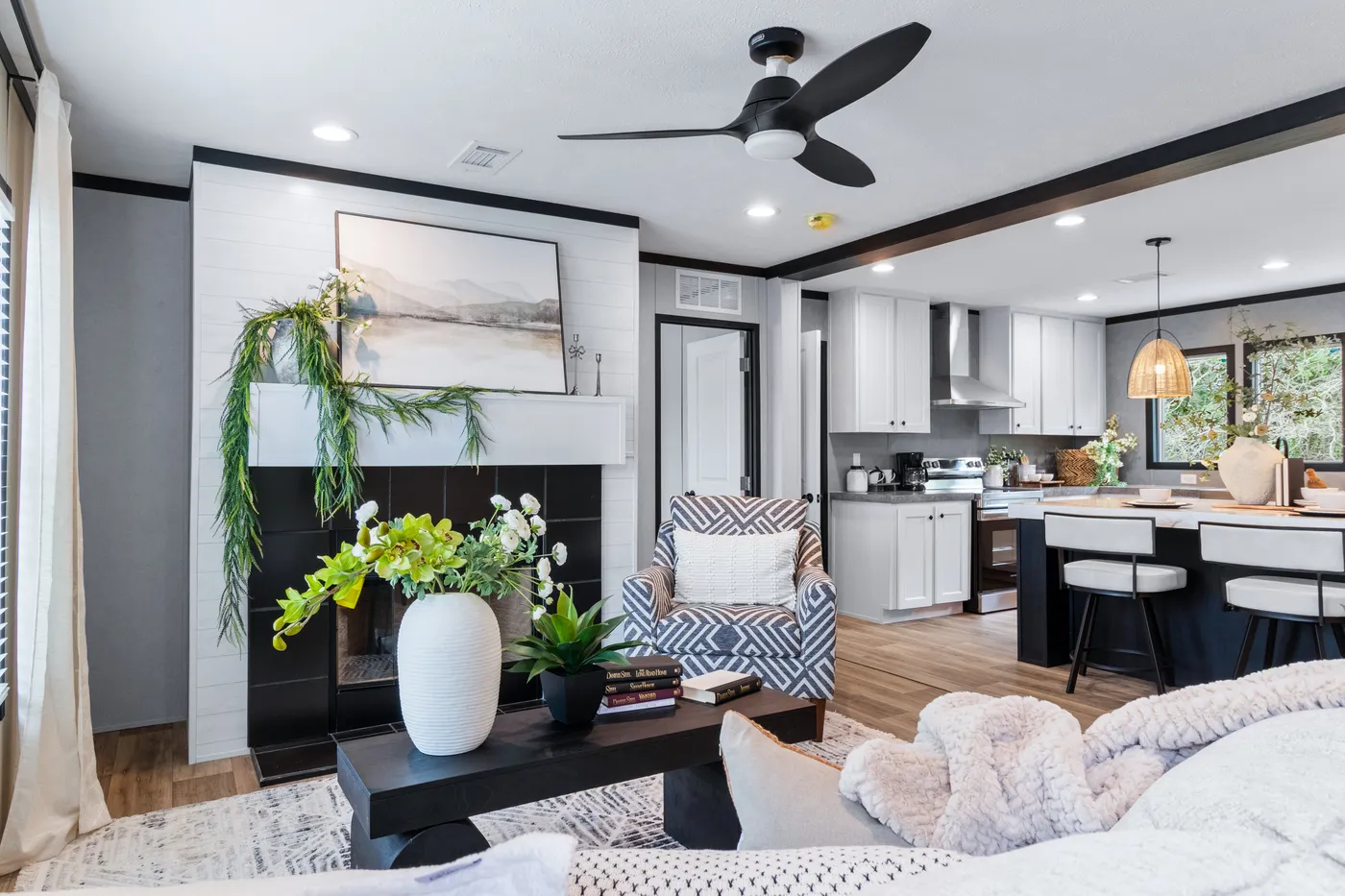 The ABSOLUTE VALUE Living Room. This Manufactured Mobile Home features 4 bedrooms and 2 baths.