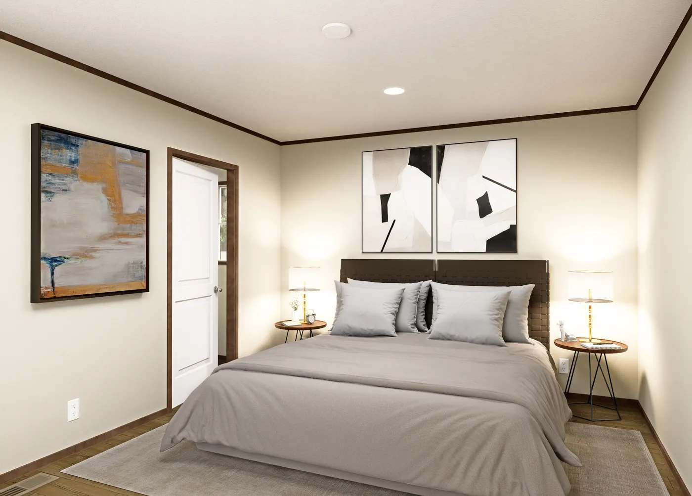 The MAGELLAN Primary Bedroom. This Manufactured Mobile Home features 3 bedrooms and 2 baths.