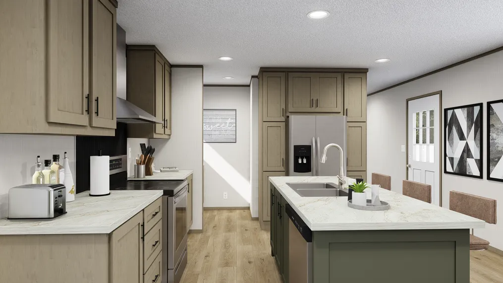 The ZION Kitchen. This Manufactured Mobile Home features 3 bedrooms and 2 baths.