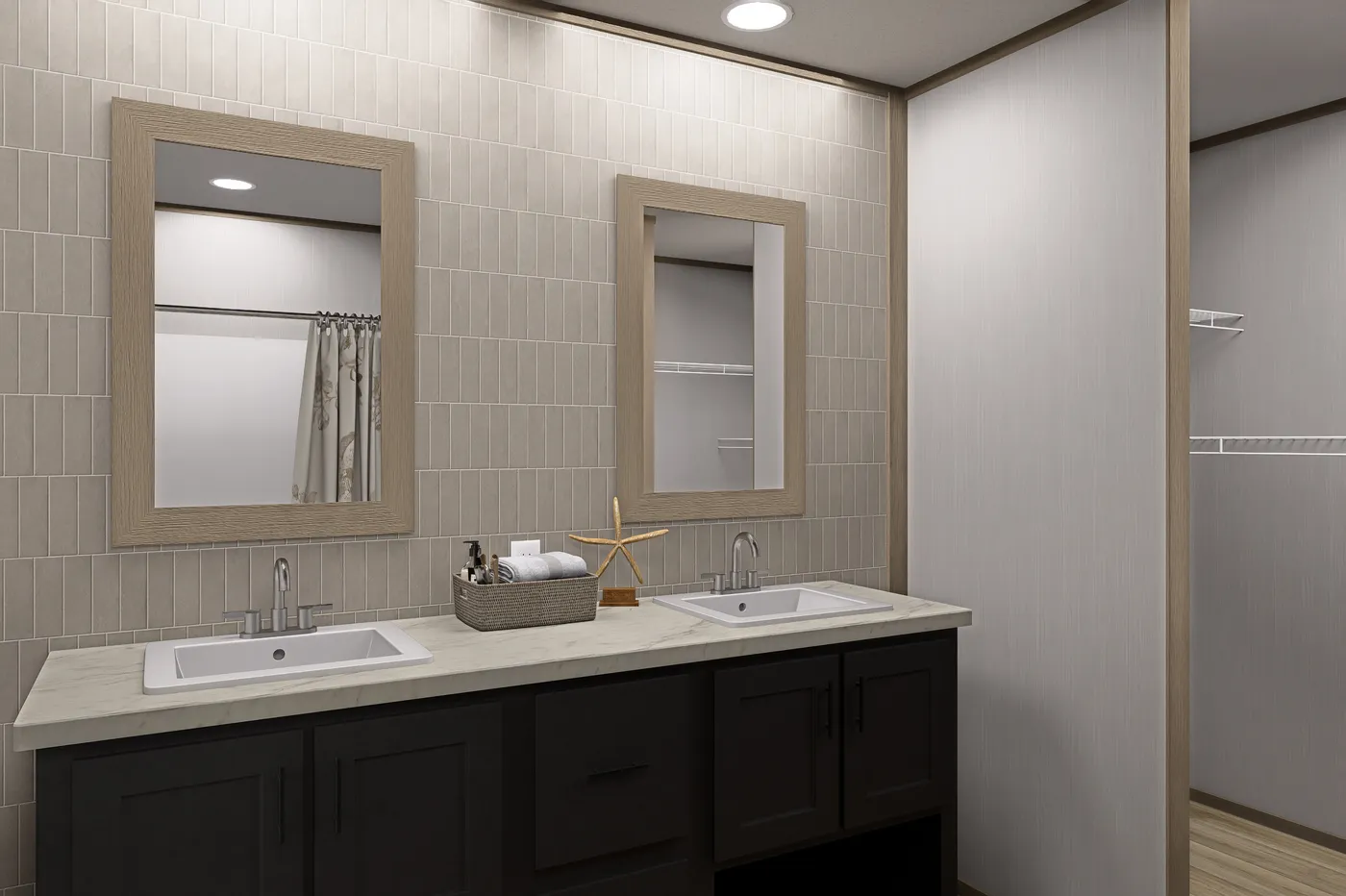 Tranquility Package. The EXPEDITION Primary Bathroom. This Manufactured Mobile Home features 4 bedrooms and 2 baths.