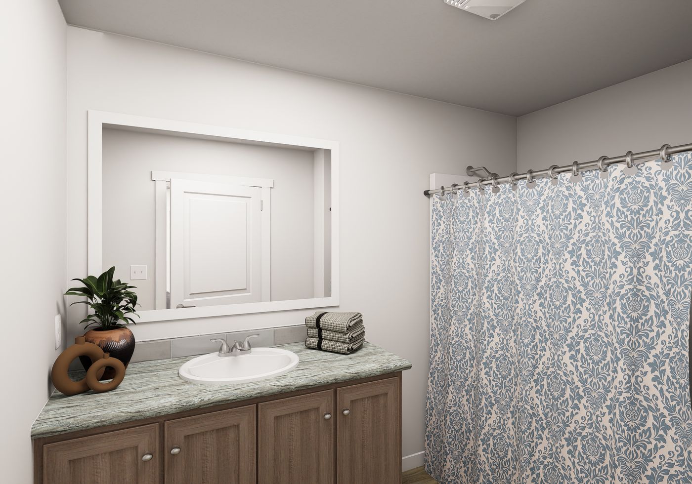 The RIGHT CHOICE 109 Primary Bathroom. This Manufactured Mobile Home features 4 bedrooms and 2 baths.