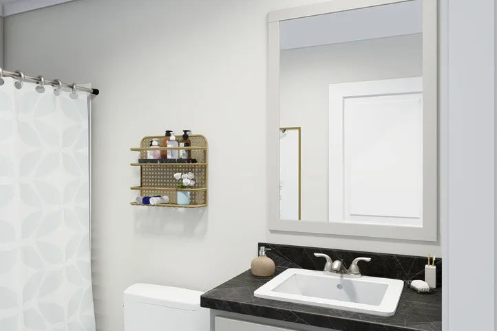 The CLASSIC 60B Guest Bathroom. This Manufactured Mobile Home features 3 bedrooms and 2 baths.