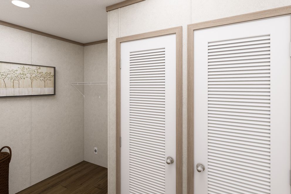 The 6616-CC01 CORNERSTONE 66 Utility Room. This Manufactured Mobile Home features 3 bedrooms and 2 baths.