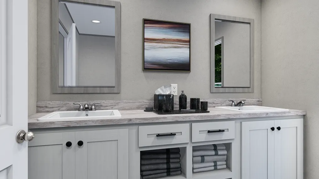 The EMERALD Primary Bathroom. This Manufactured Mobile Home features 3 bedrooms and 2 baths.