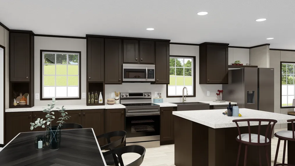 The ULTRA PRO 3 BR 28X56 Kitchen. This Manufactured Mobile Home features 3 bedrooms and 2 baths.