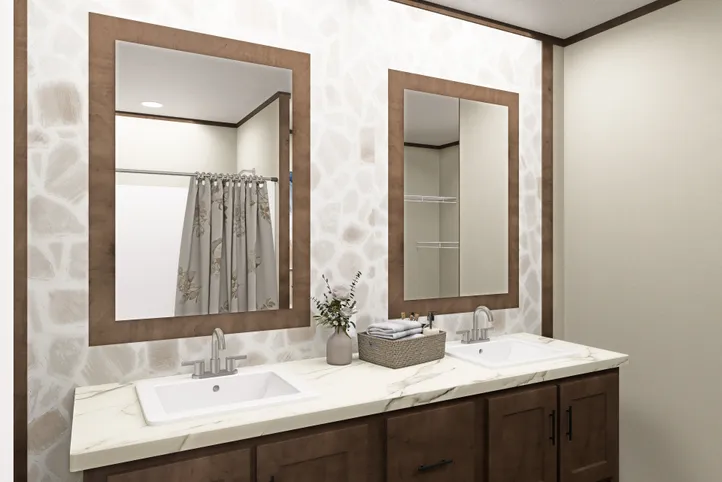 The RIO Primary Bathroom. This Manufactured Mobile Home features 3 bedrooms and 2 baths.