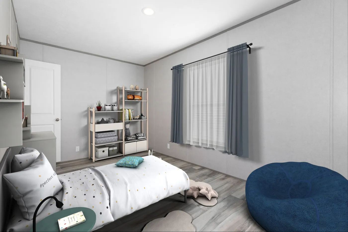 The THE OLYMPUS Guest Bedroom. This Manufactured Mobile Home features 3 bedrooms and 2 baths.