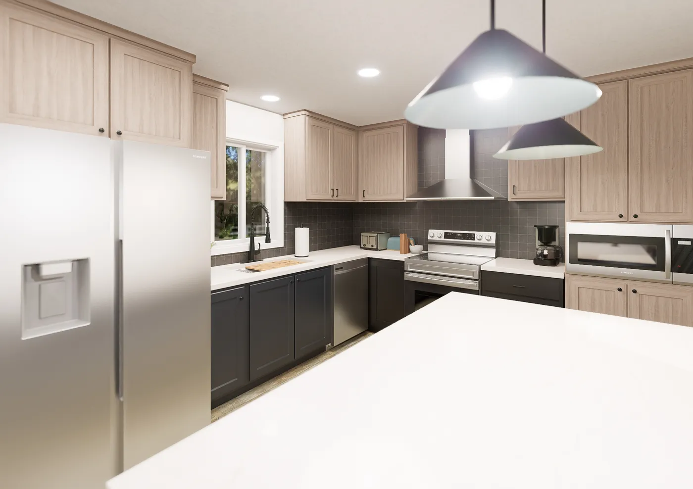 The ANNIVERSARY 1566 Kitchen. This Manufactured Mobile Home features 2 bedrooms and 2 baths.