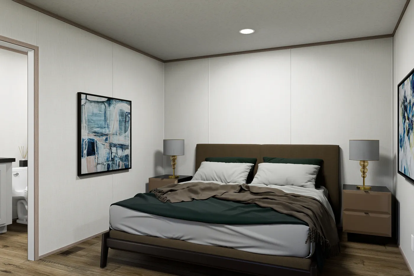 The ATLAS Primary Bedroom. This Manufactured Mobile Home features 2 bedrooms and 2 baths.