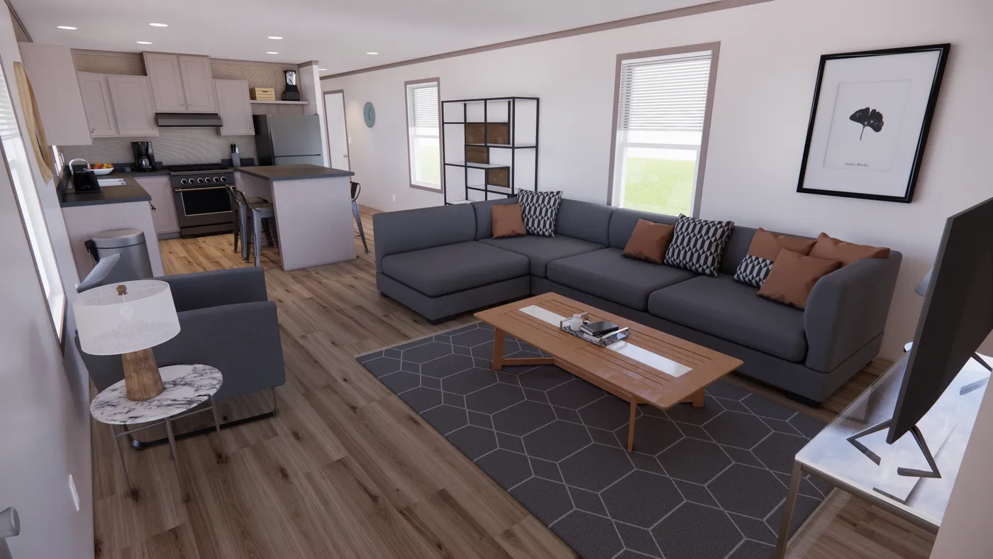 The 7616-4200 ADRENALINE Living Room. This Manufactured Mobile Home features 3 bedrooms and 2 baths.