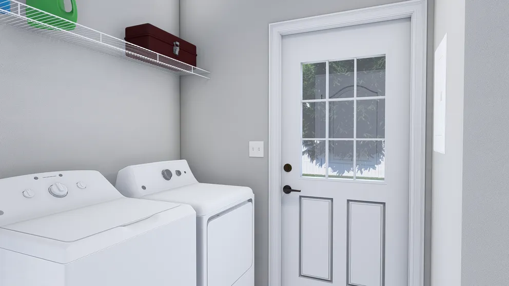 The THE HOLLYWOOD Utility Room. This Manufactured Mobile Home features 3 bedrooms and 2 baths.