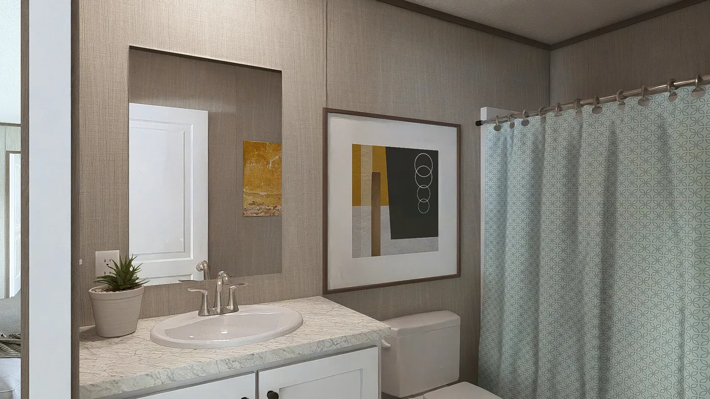 The LEGEND 28X48 Guest Bathroom. This Manufactured Mobile Home features 3 bedrooms and 2 baths.