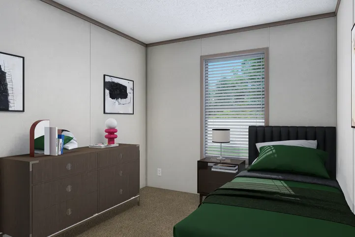 The 5228-E774P THE PULSE Guest Bedroom. This Manufactured Mobile Home features 3 bedrooms and 2 baths.