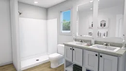 The TEM2452-3A AFRICA Primary Bathroom. This Manufactured Mobile Home features 3 bedrooms and 2 baths.