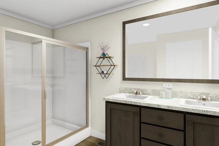 The RENEGADE 48A Primary Bathroom. This Manufactured Mobile Home features 3 bedrooms and 2 baths.