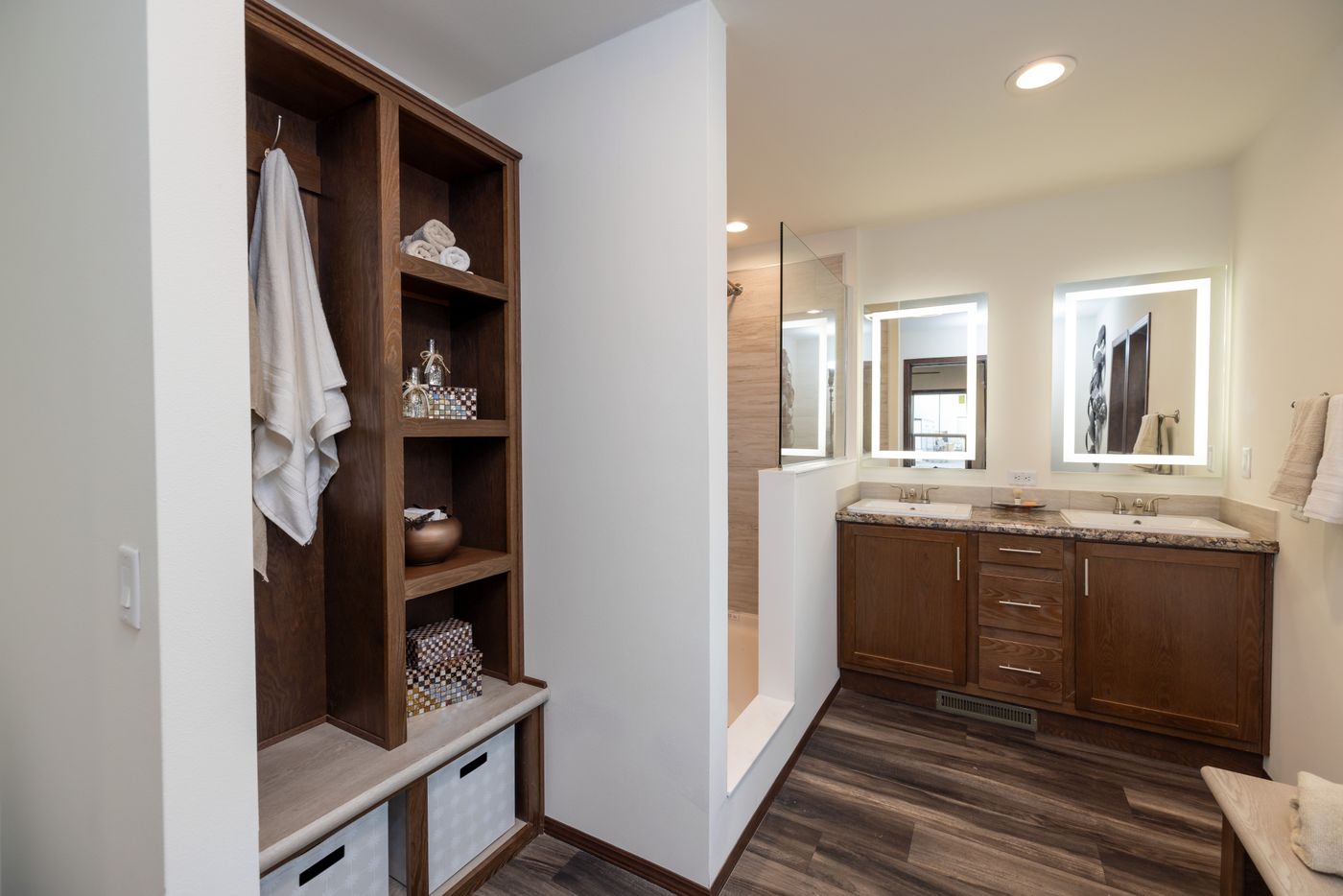 The LEGACY 327 Primary Bathroom. This Manufactured Mobile Home features 3 bedrooms and 2 baths.