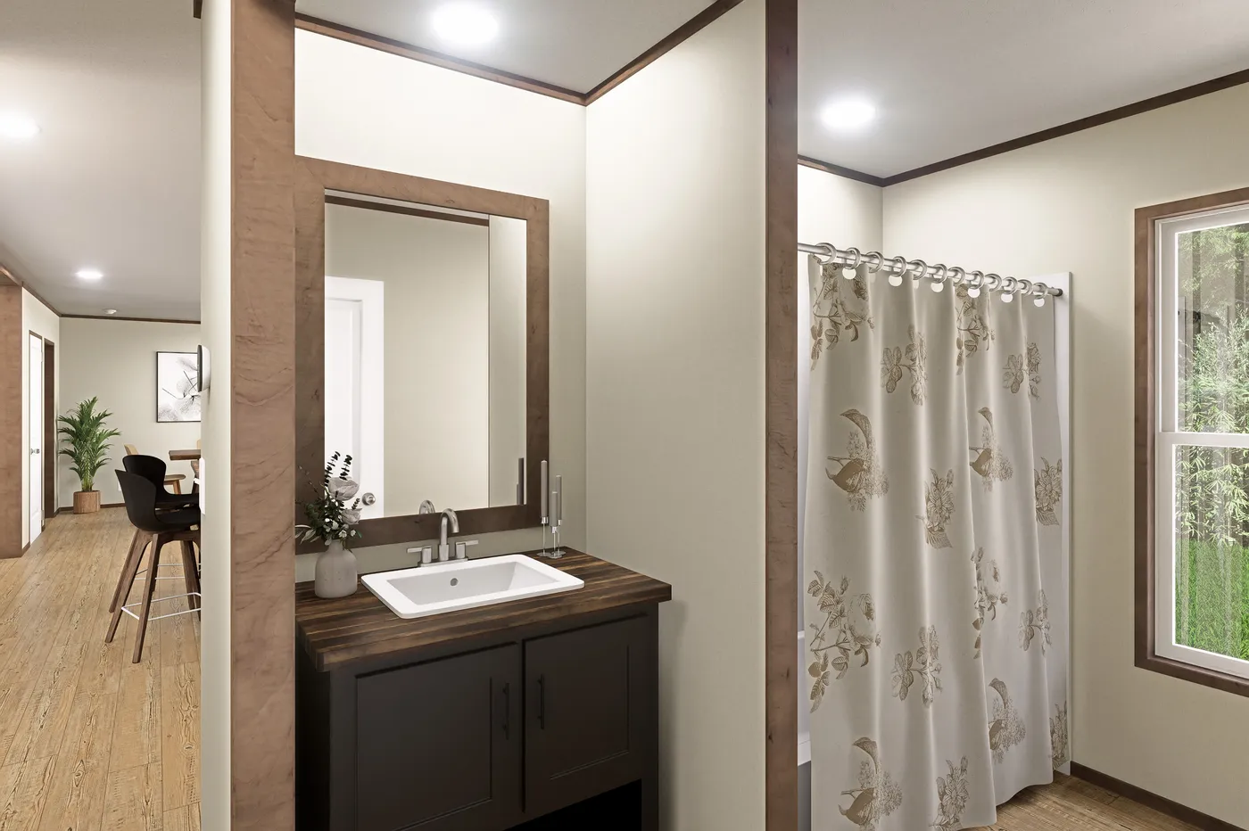 The EXPLORER Guest Bathroom. This Manufactured Mobile Home features 3 bedrooms and 2 baths.