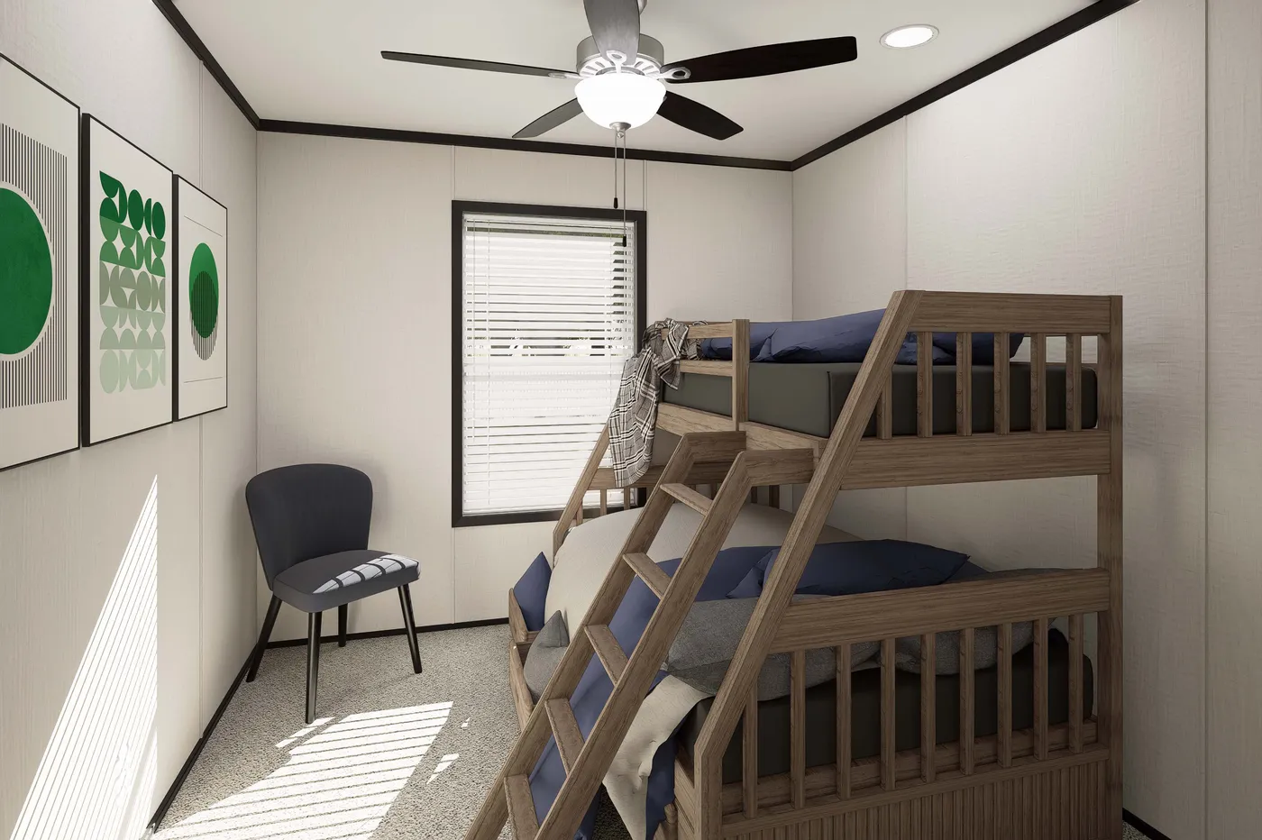 The PLATINUM ANNIVERSARY Bedroom. This Manufactured Mobile Home features 3 bedrooms and 2 baths.
