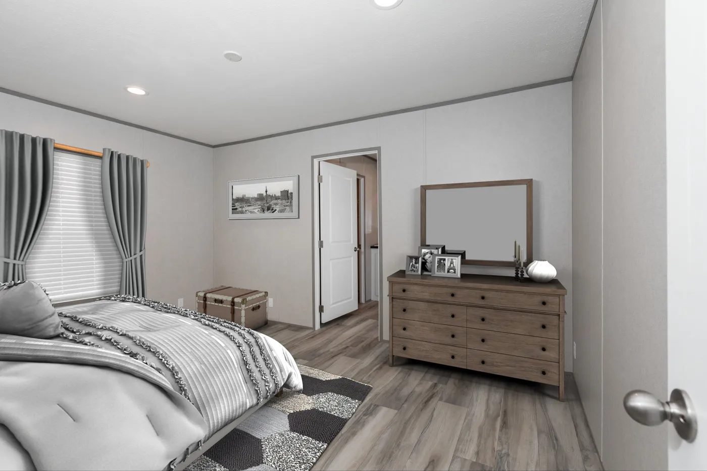 The THE PANTRY HOUSE Primary Bedroom. This Manufactured Mobile Home features 3 bedrooms and 2 baths.