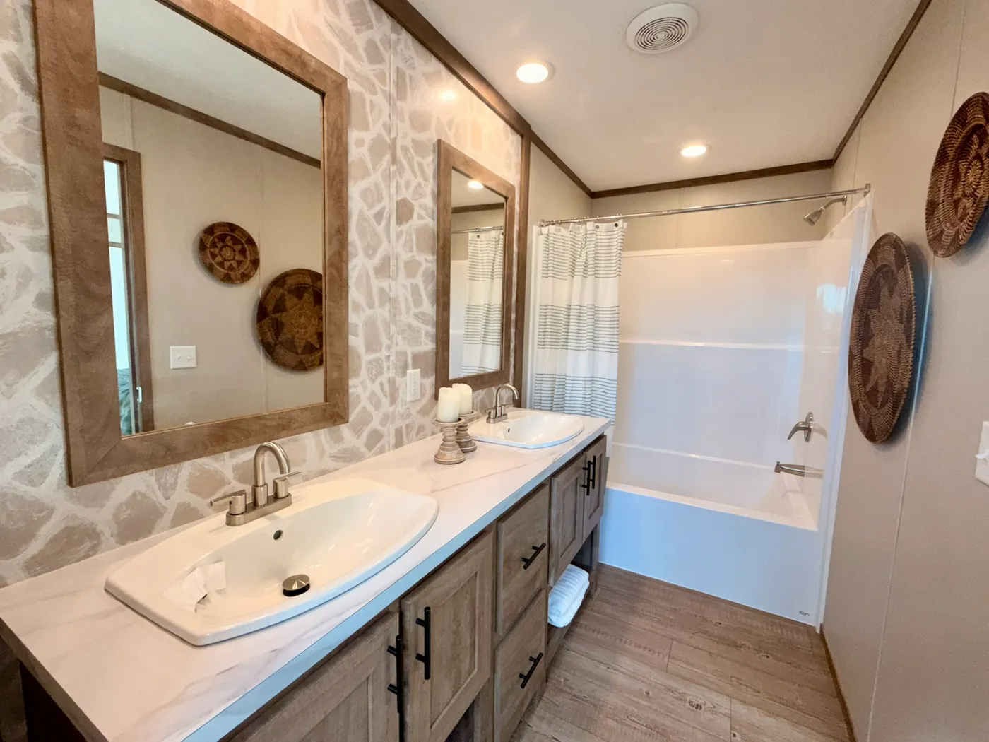 The HUDSON Primary Bathroom. This Manufactured Mobile Home features 3 bedrooms and 2 baths.