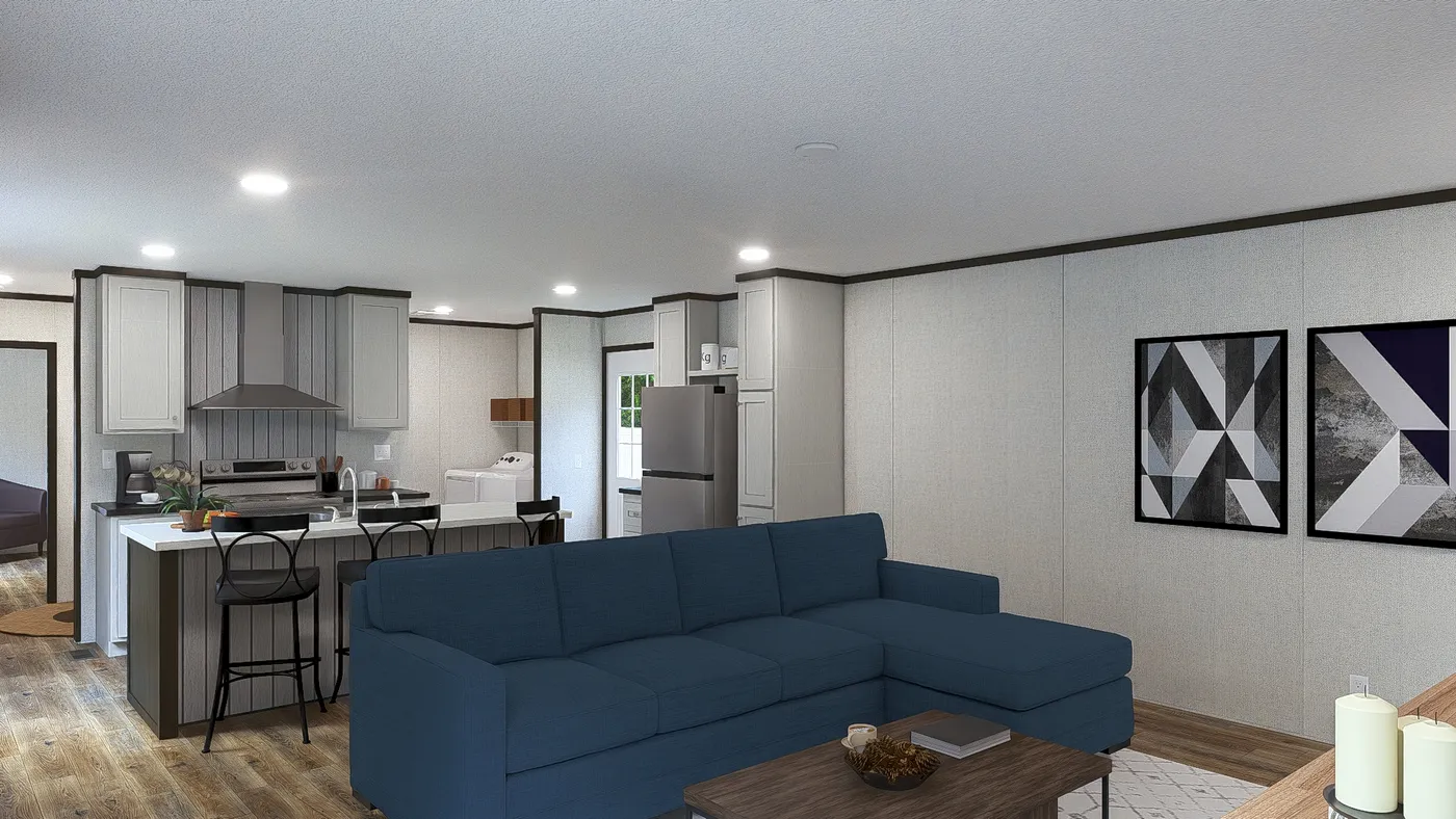 The SENSATION Living Room. This Manufactured Mobile Home features 3 bedrooms and 2 baths.