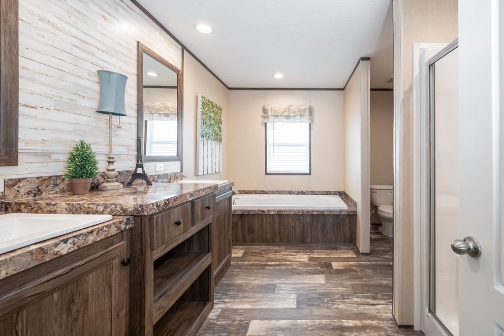 The HARDIN Primary Bathroom. This Manufactured Mobile Home features 3 bedrooms and 2 baths.