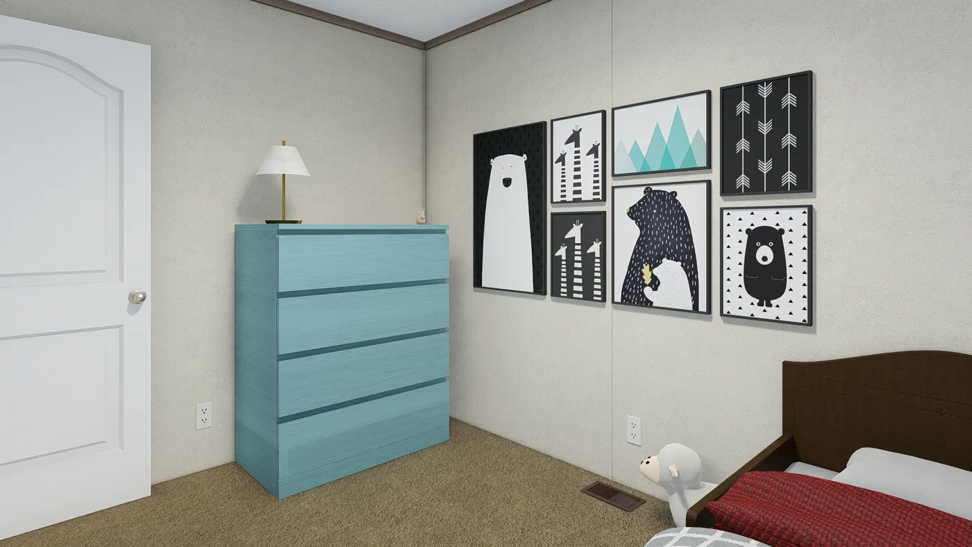 The 4816-4790 THE PULSE Guest Bedroom. This Manufactured Mobile Home features 2 bedrooms and 1 bath.