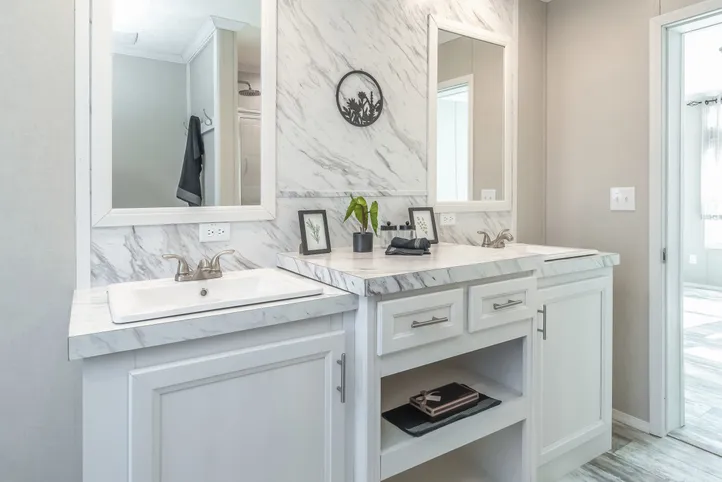 The STELLA Primary Bathroom. This Manufactured Mobile Home features 3 bedrooms and 2 baths.