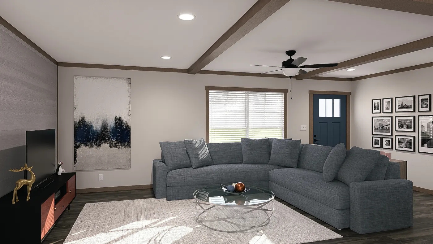 The FARM 3 FLEX Living Room. This Manufactured Mobile Home features 3 bedrooms and 2 baths.