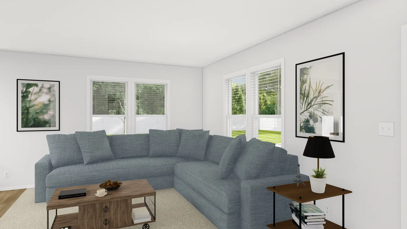 The DRM386A 2438'            DREAM Living Room. This Manufactured Mobile Home features 2 bedrooms and 2 baths.