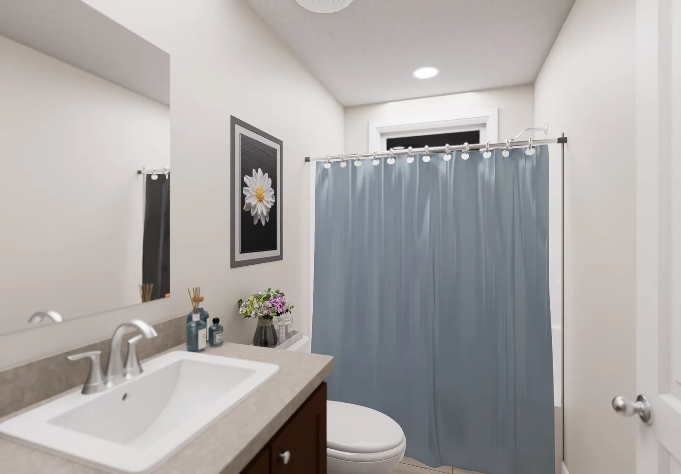 The 5015 IMAGINE Guest Bathroom. This Manufactured Mobile Home features 3 bedrooms and 2 baths.