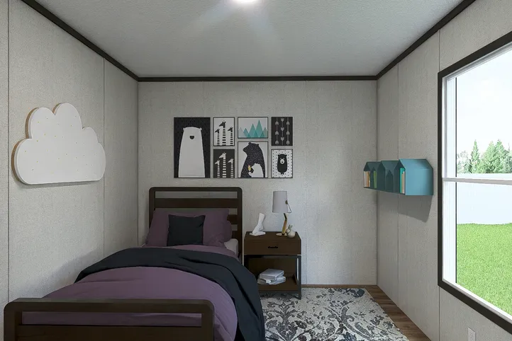 The OCCASION Guest Bedroom. This Manufactured Mobile Home features 4 bedrooms and 2 baths.