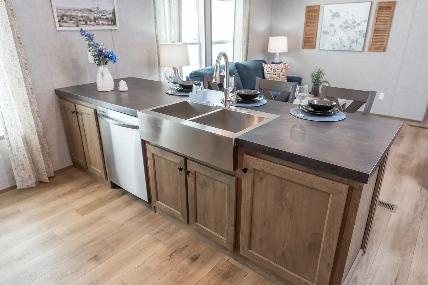 The WARRIOR II Kitchen. This Manufactured Mobile Home features 2 bedrooms and 2 baths.