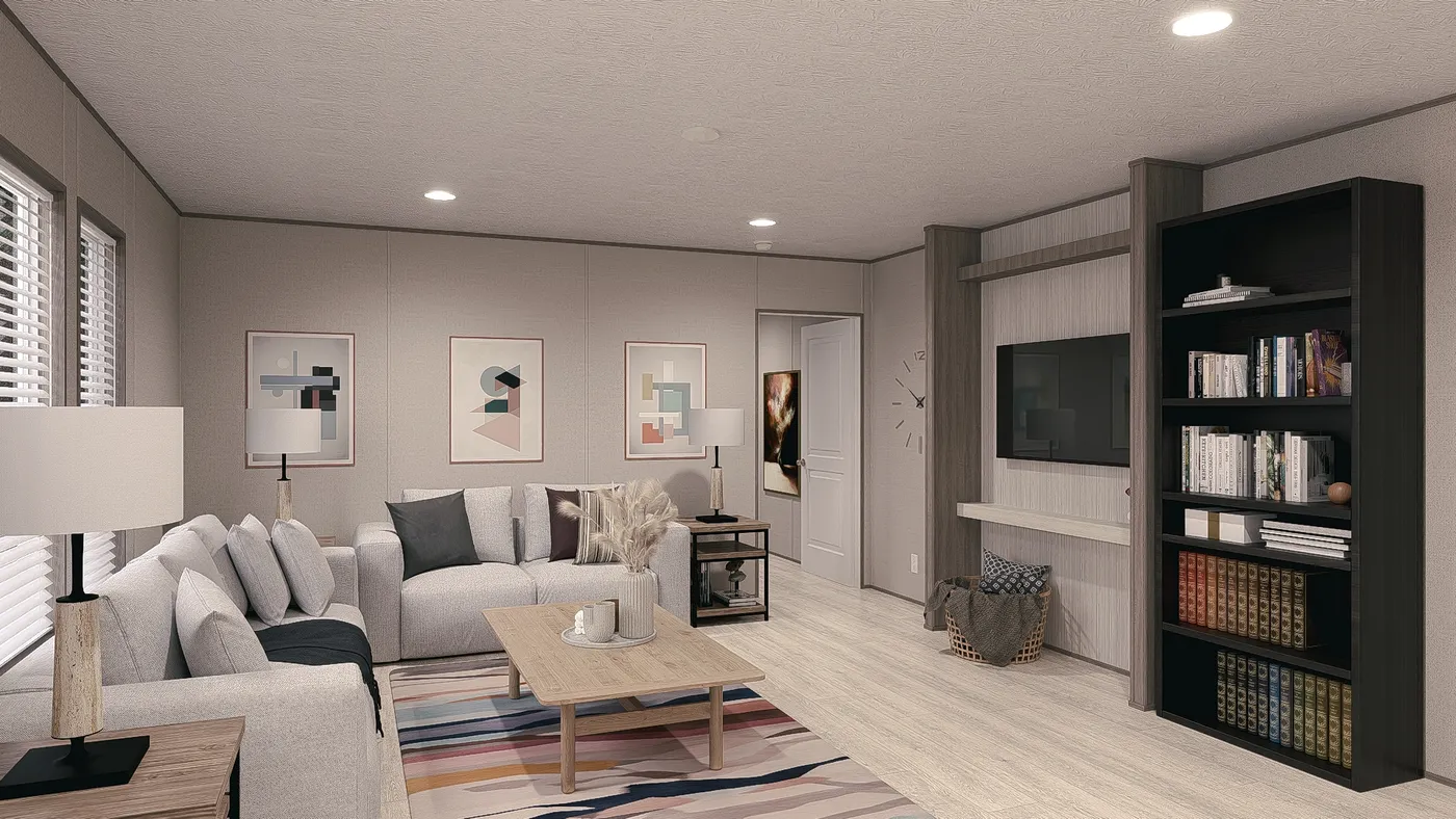 The MAYNARDVILLE CLASSIC 76 Living Room. This Manufactured Mobile Home features 3 bedrooms and 2 baths.