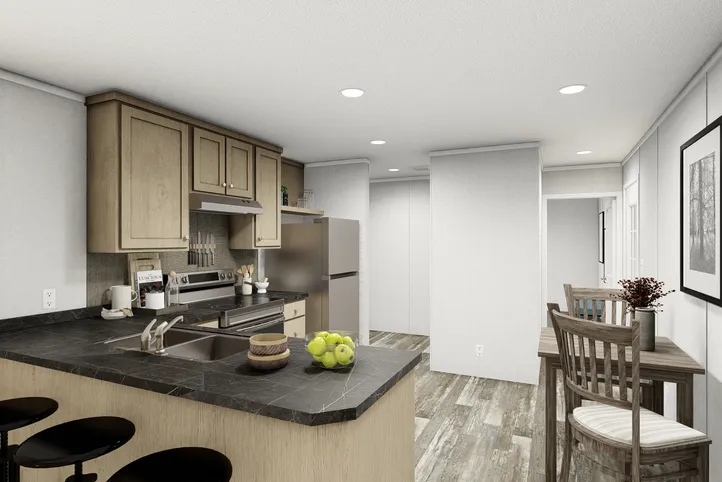 The RUBY Kitchen. This Manufactured Mobile Home features 2 bedrooms and 2 baths.
