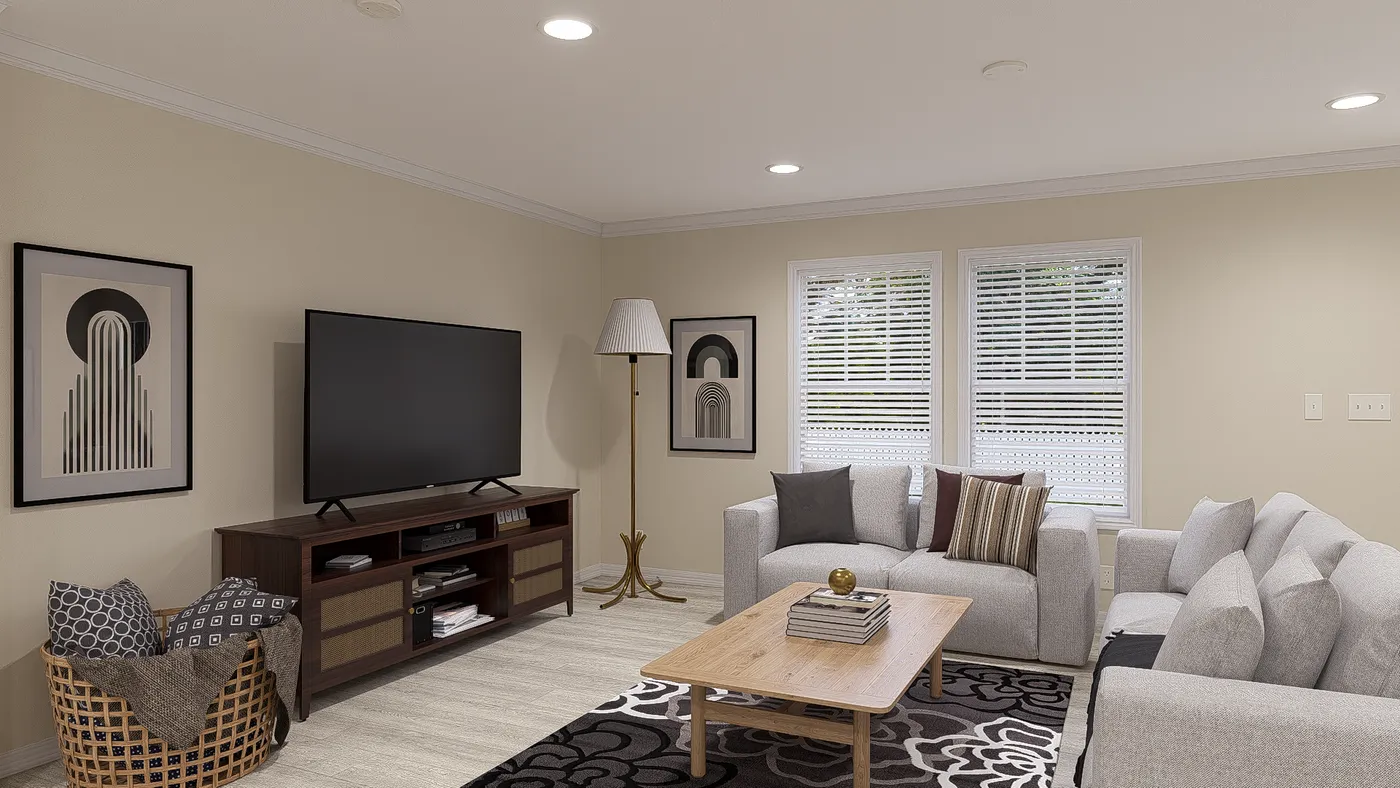 The 3031 "BIRDIE" 6428 Living Room. This Manufactured Mobile Home features 4 bedrooms and 2 baths.