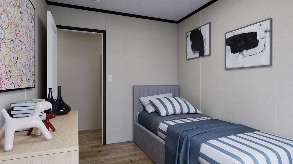 The 7016-CC01 CORNERSTONE 70 Guest Bedroom. This Manufactured Mobile Home features 3 bedrooms and 2 baths.