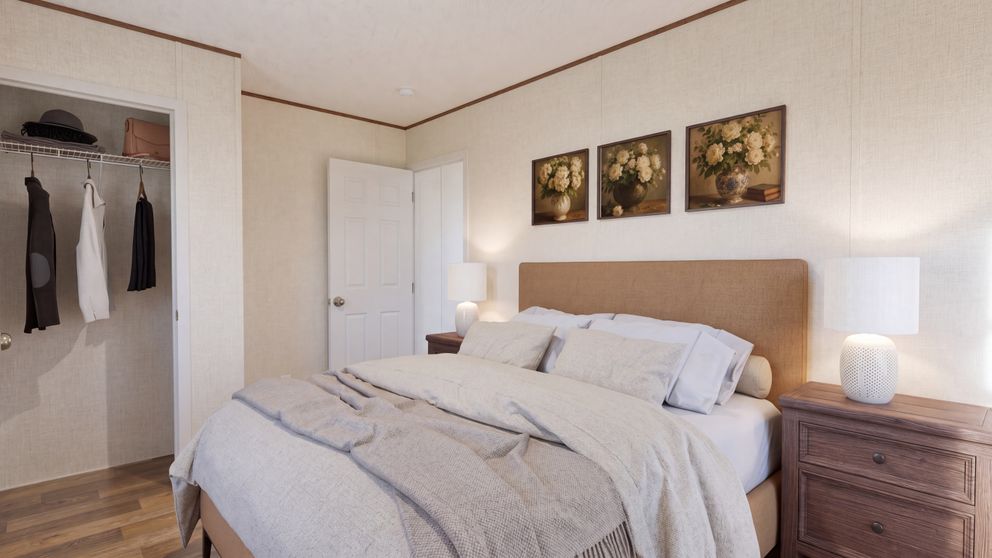 The CYPRESS Guest Bedroom. This Manufactured Mobile Home features 4 bedrooms and 2 baths.