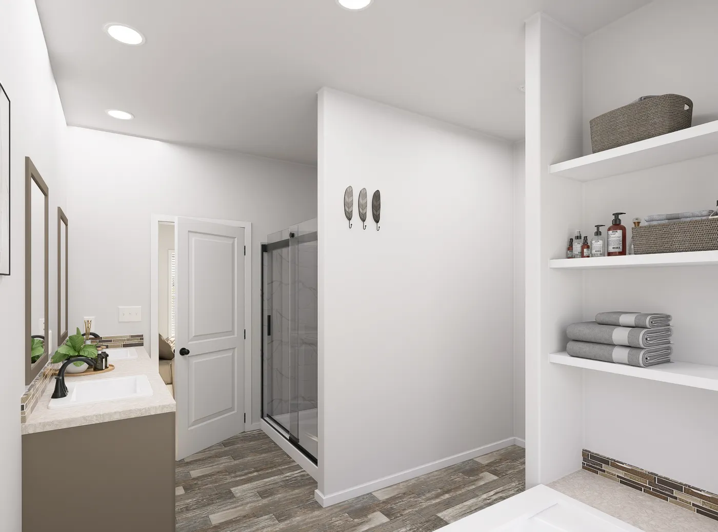 The PREFERRED PLUS CP641F Primary Bathroom. This Manufactured Mobile Home features 3 bedrooms and 2 baths.