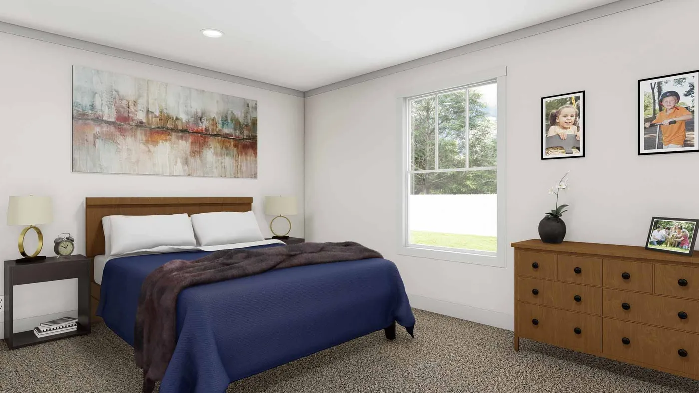 The AFRICA Primary Bedroom. This Manufactured Mobile Home features 3 bedrooms and 2 baths.