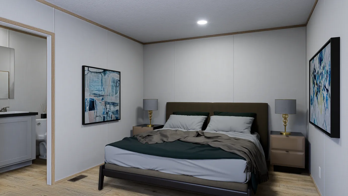 The ATLAS Primary Bedroom. This Manufactured Mobile Home features 2 bedrooms and 2 baths.