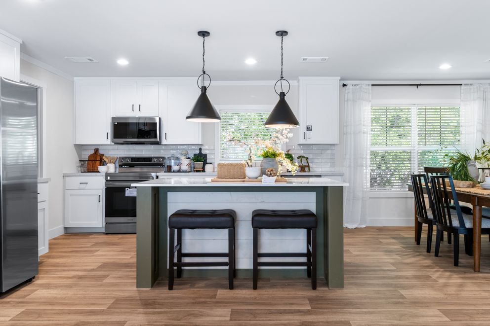 The FARM 4 FLEX ELITE Kitchen. This Manufactured Mobile Home features 4 bedrooms and 3 baths.