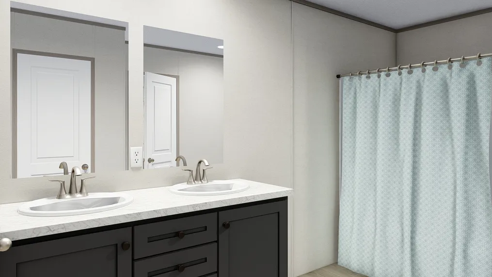 The LEGEND 28X56 3 BR Primary Bathroom. This Manufactured Mobile Home features 3 bedrooms and 2 baths.